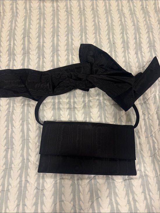 Loeffler Randall Handbags - Loeffler Randall Black Satin Clutch with Bow Strap